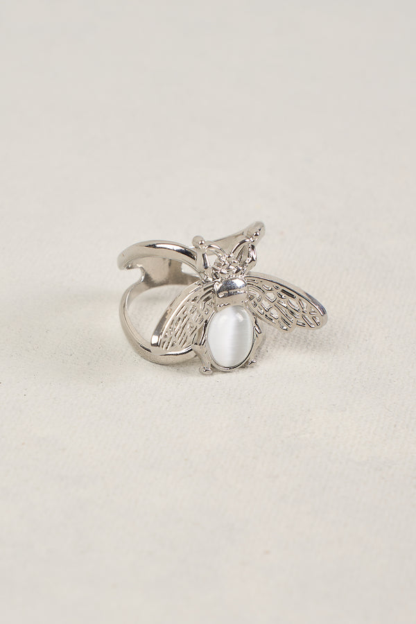 SILVER BEE SCARF RING - SILVER