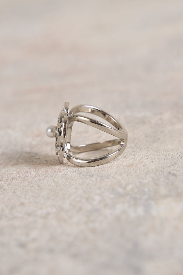 Silver Rose Scarf Ring