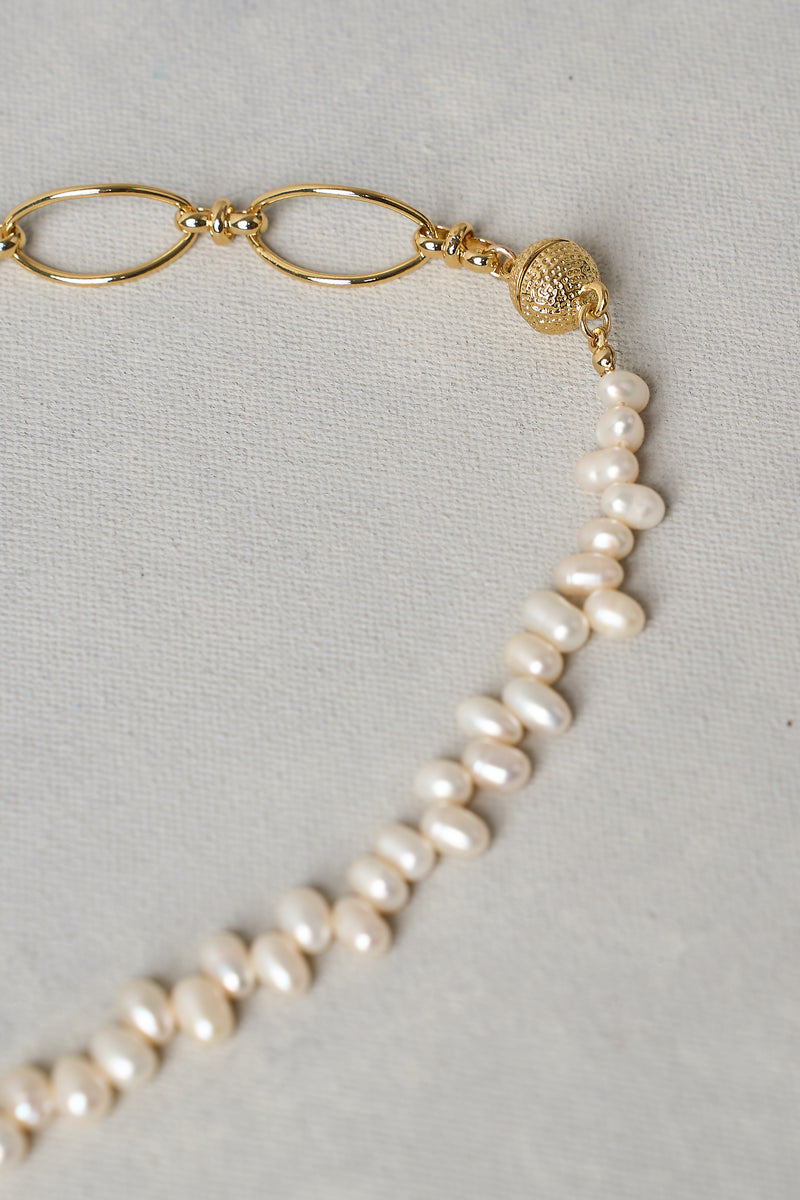 Spliced Pearl Necklace - Gold
