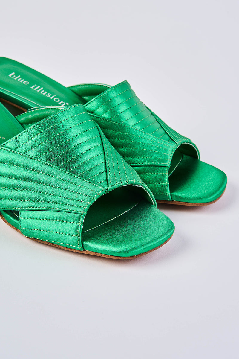 Stella Satin Mule - Vibrant Green