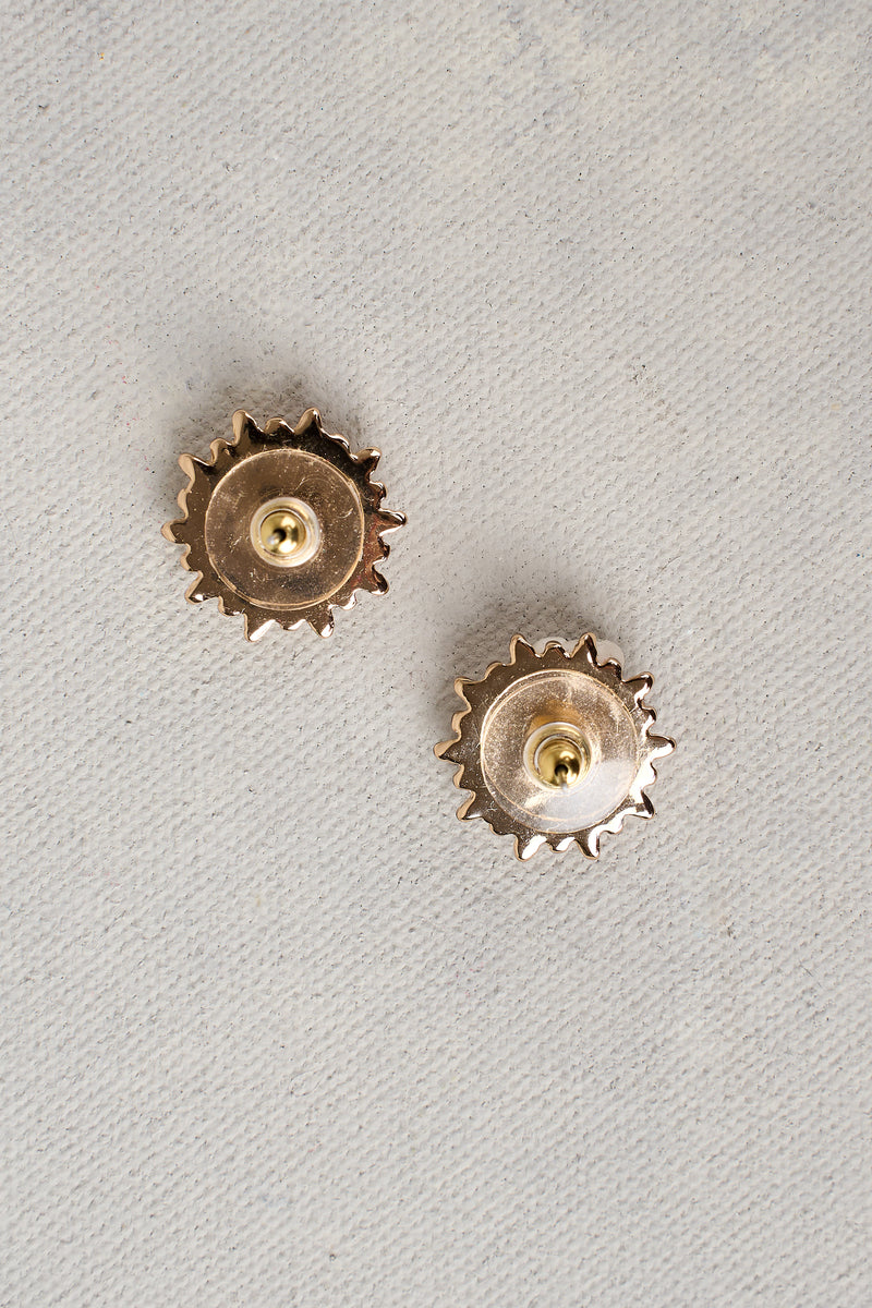 Stone Stud Sun Earrings - Navy