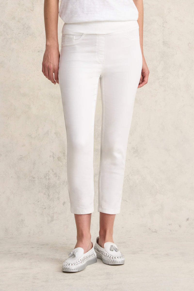 Bengajean Three Quarter Slim Leg - White