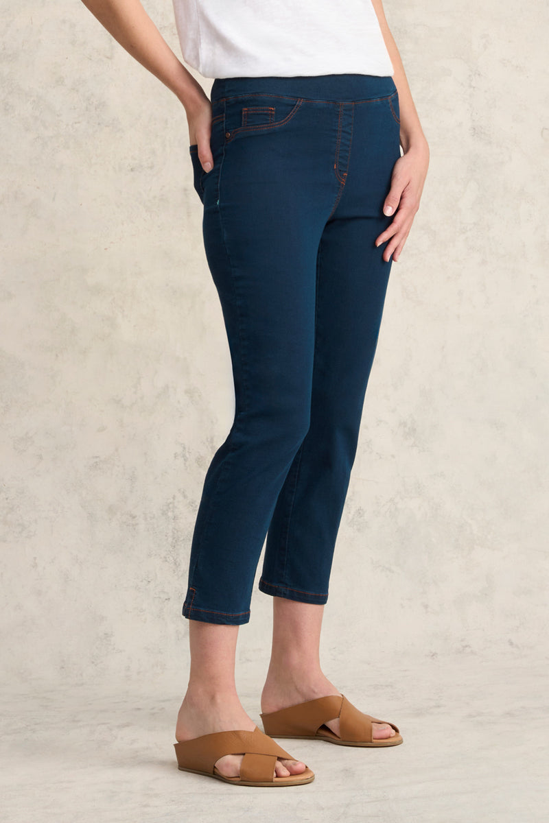 Bengajean Good Earth Cotton Three Quarter Slim Leg - Denim Blue