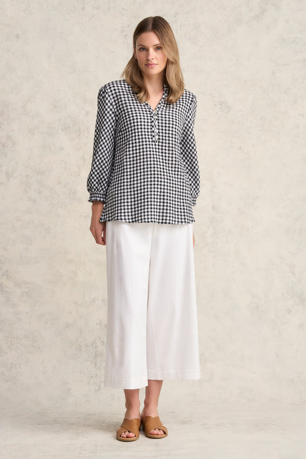 Cotton Gingham Blouse - Black & White Gingham