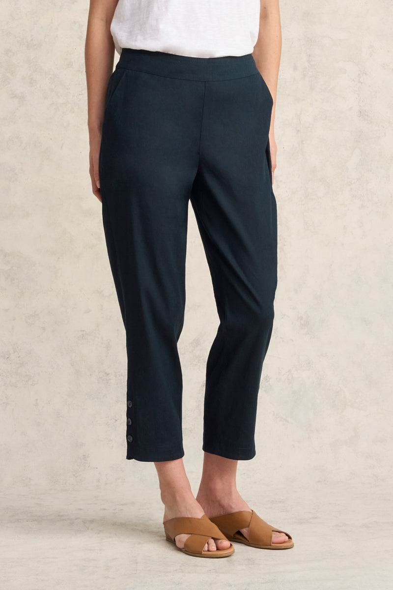Curved Hem Linen Pant - Ink