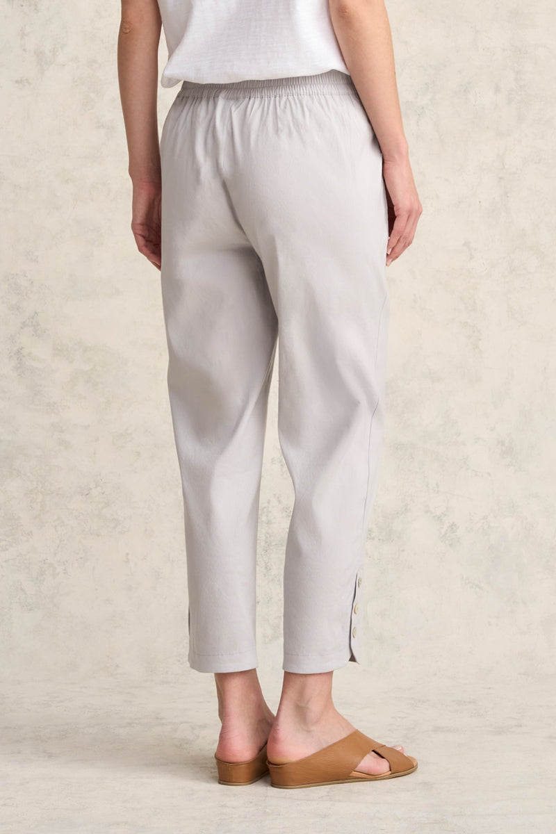 Curved Hem Linen Pant - Light Grey