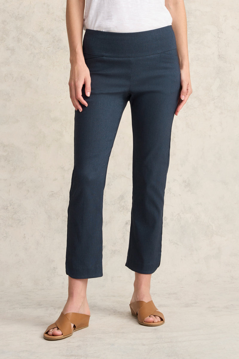 Curved Hem Pant - Navy Texture