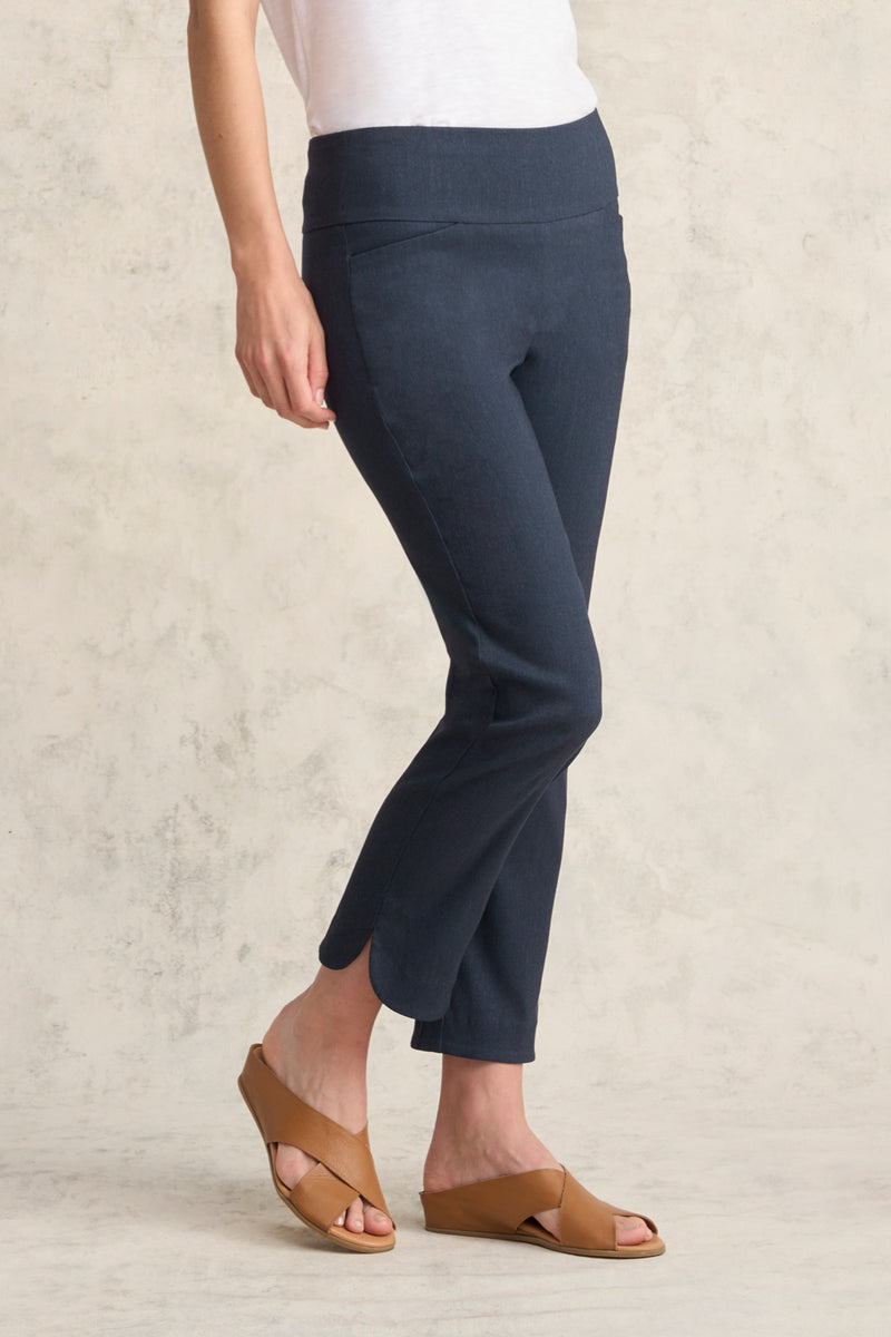 Curved Hem Pant - Navy Texture