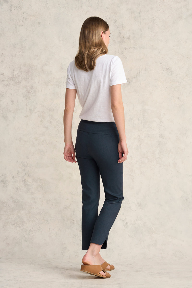 Curved Hem Pant - Navy Texture