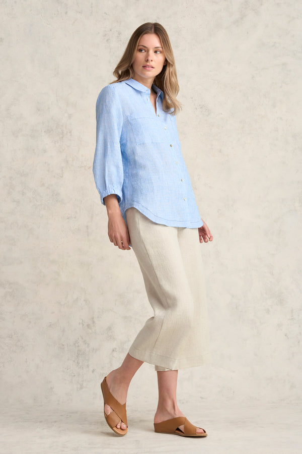 Essential Linen Shirt - Chambray Cross Dye