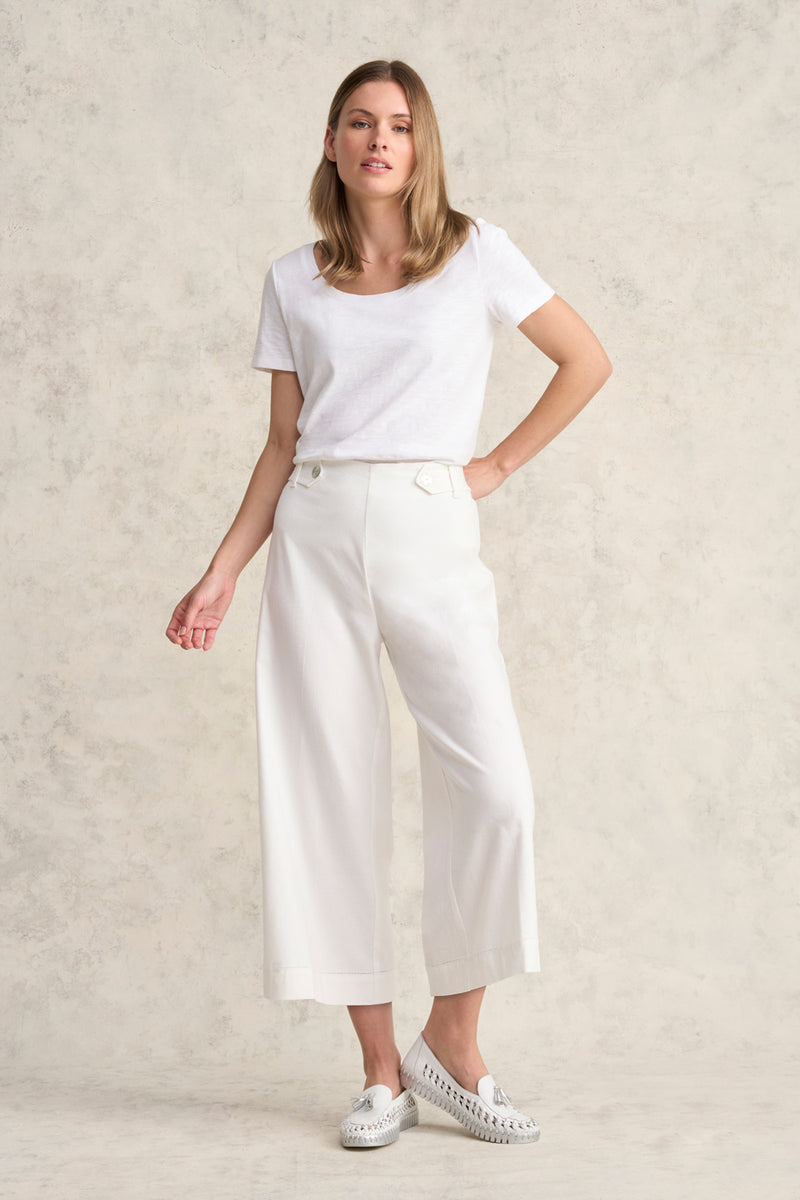 7/8th Linen Pant - White