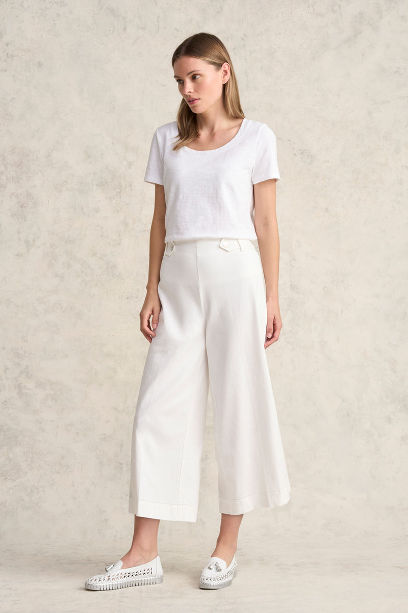 7/8th Linen Pant - White