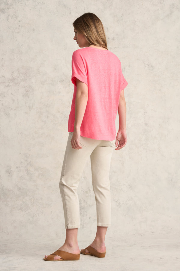 Linen Mix Top - Coral