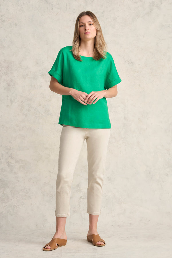 Linen Mix Top- Vibrant Green