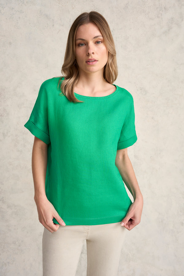 Linen Mix Top- Vibrant Green