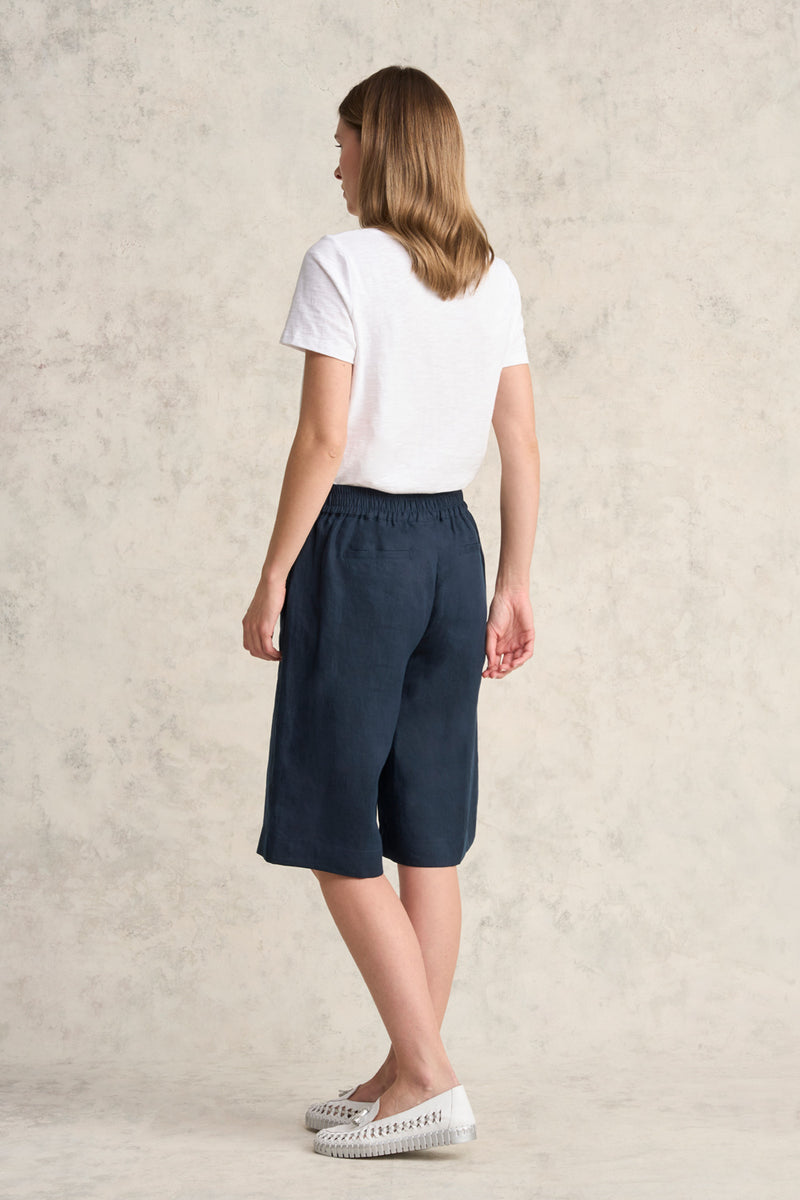Waist Tab Linen Short - Ink