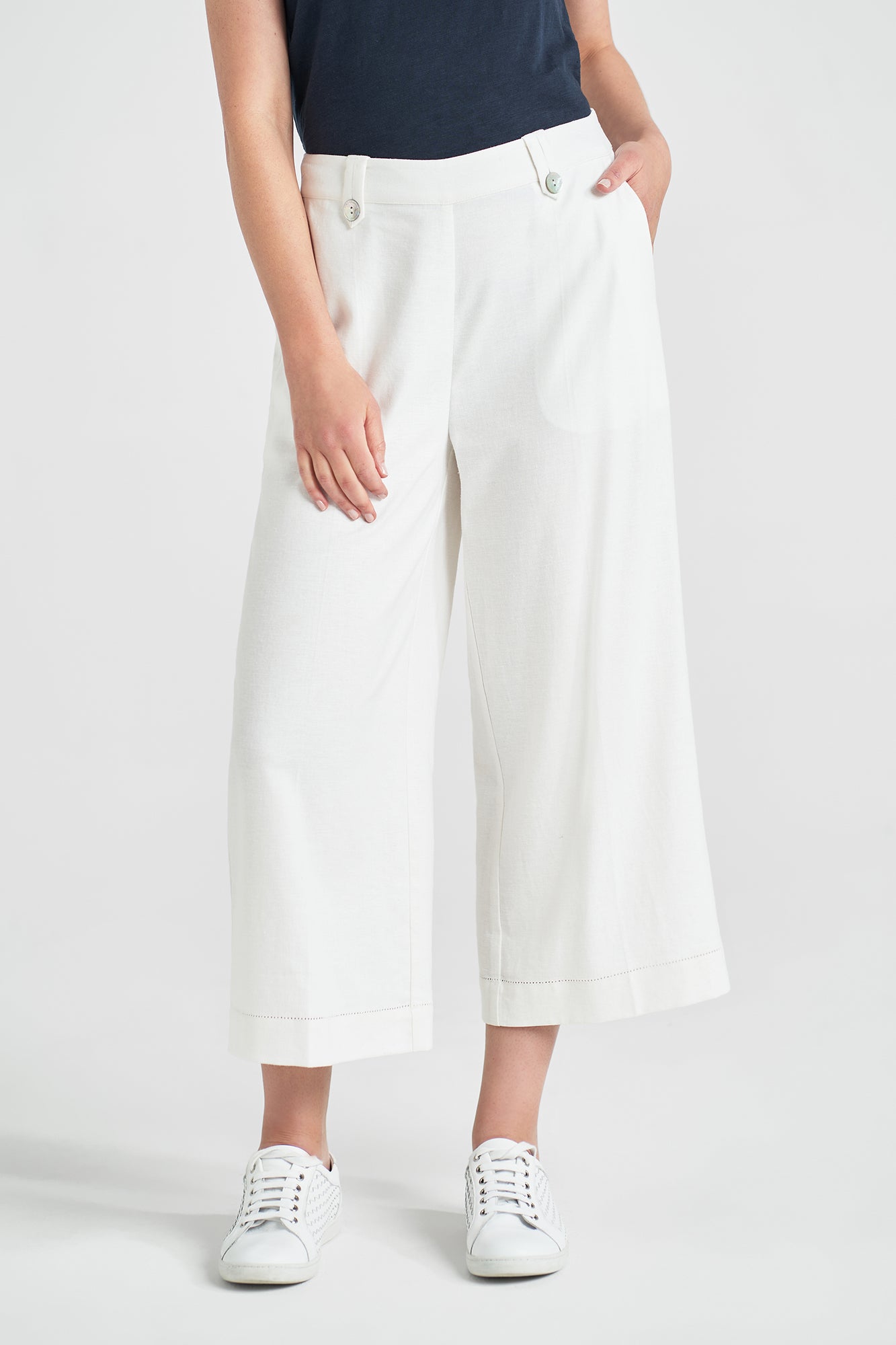 White linen hot sale culotte pants