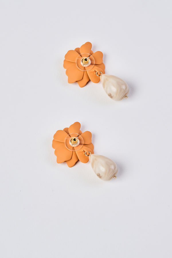 Tangerine Floral Earrings