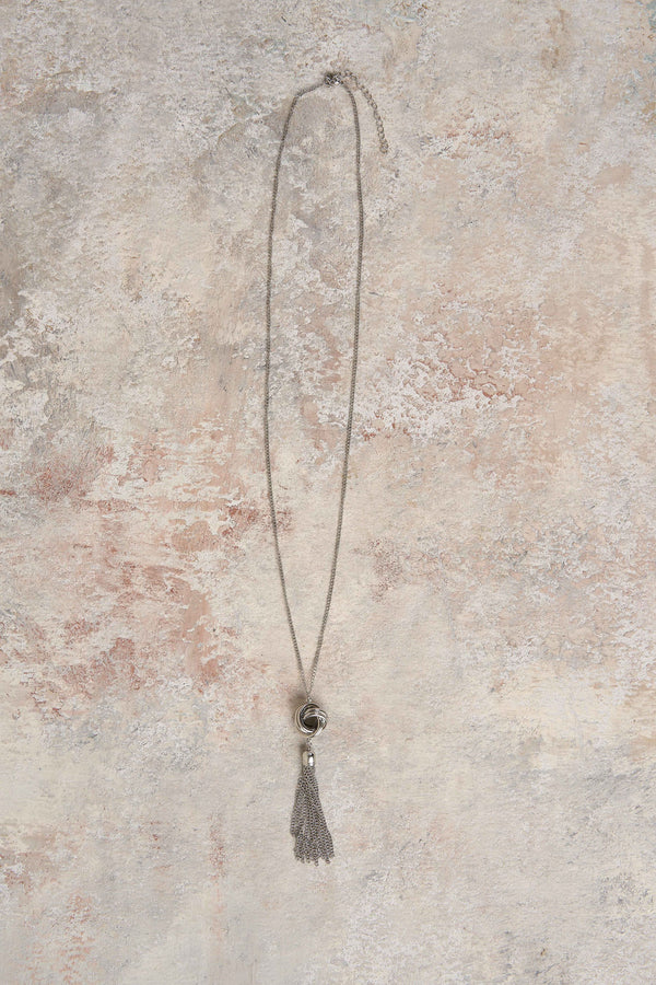 Silver Tassel Pendant Necklace