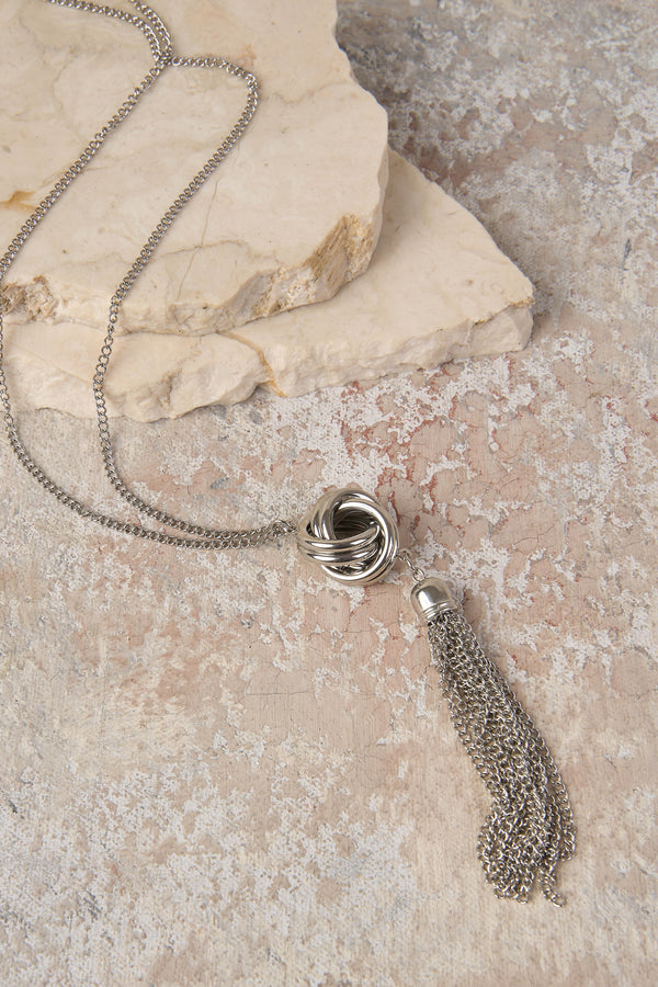 Silver Tassel Pendant Necklace