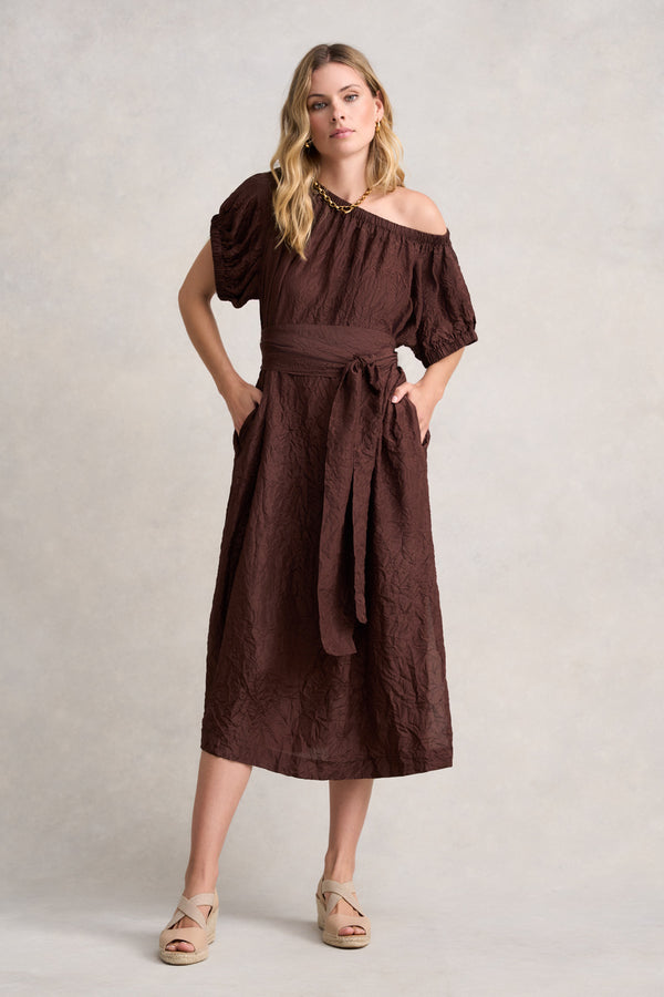 Crushed Silk Dress - Chocolate