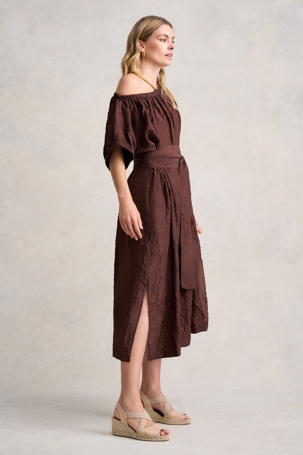 Crushed Silk Dress - Chocolate