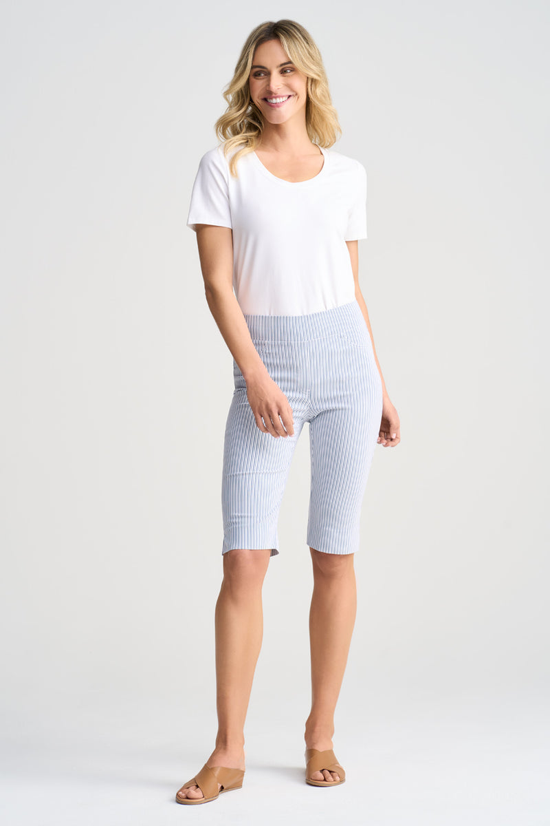 Bengajean Short Seersucker - Navy and White Stripe