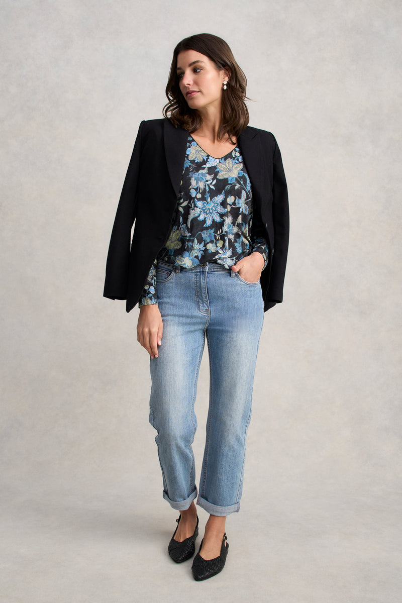 V-Neck Relaxed T-Shirt - Floral Chintz Print