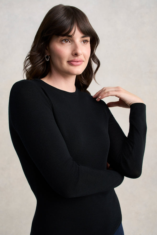 Merino Wool Rib Tee - Black