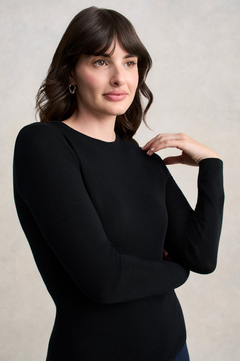 Merino Wool Rib Tee - Black