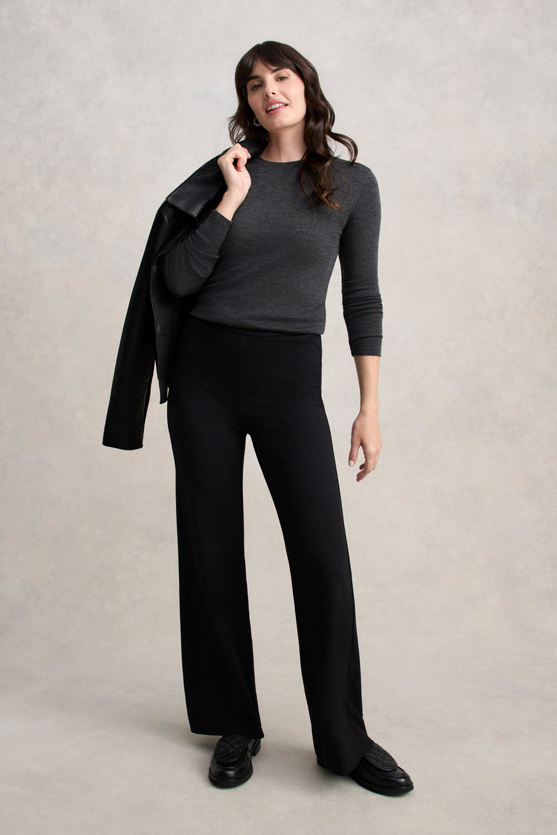 Merino Wool Rib Tee - Charcoal Marle