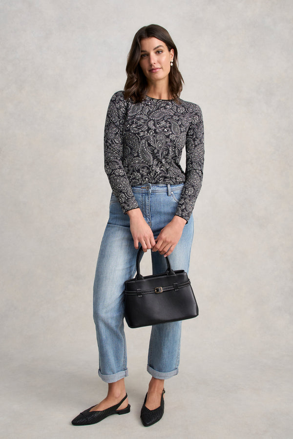 Long Sleeve Crew Neck Top - Delicate Paisley
