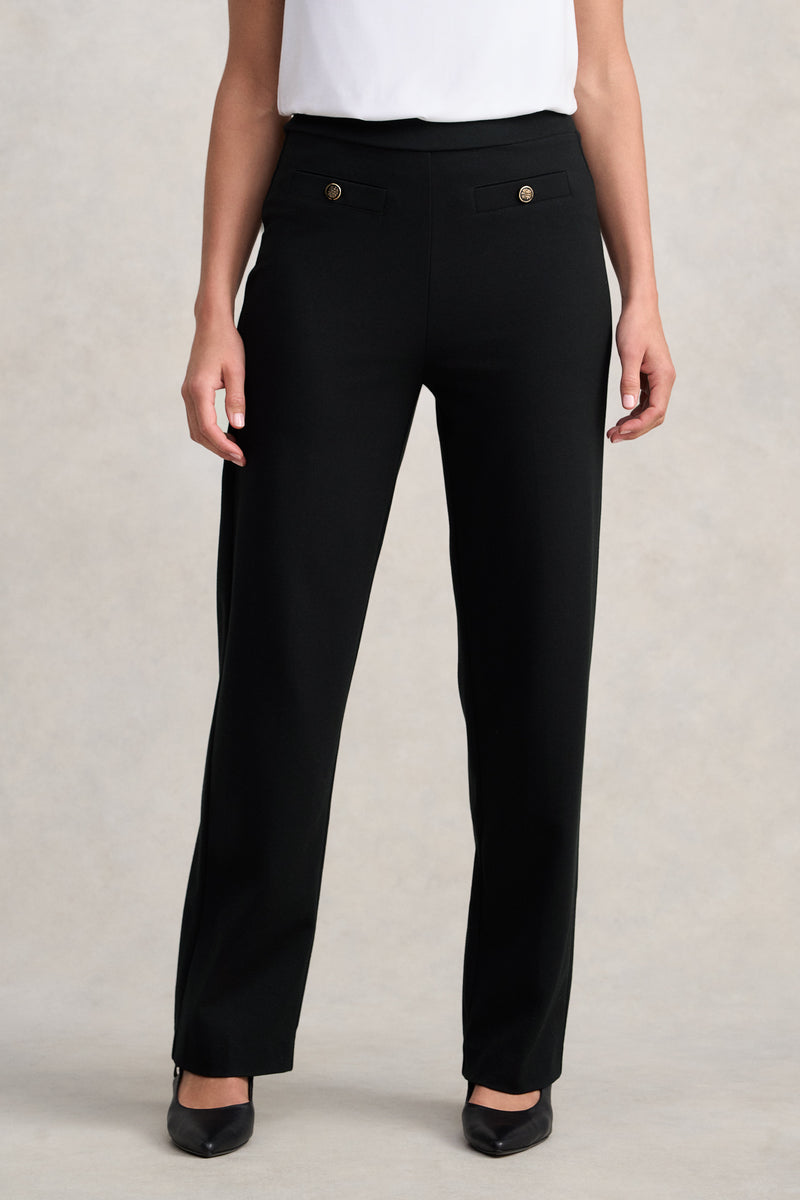 Straight Leg Ponte Pant - Black