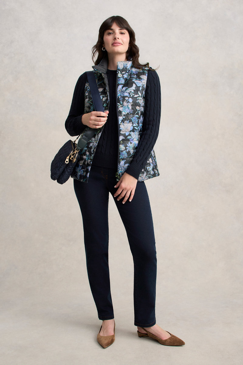 Quilted Reversible Puffer Vest - Floral Chintz Print