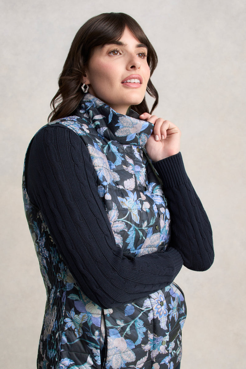 Quilted Reversible Puffer Vest - Floral Chintz Print