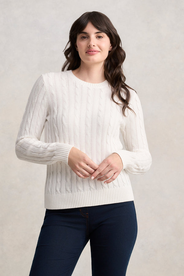 Long Sleeve Cable Knit - Cream