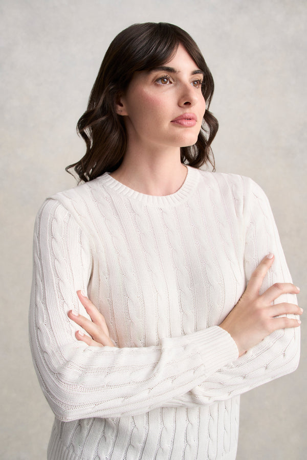 Long Sleeve Cable Knit - Cream