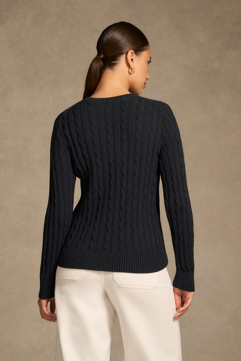 Long Sleeve Cable Knit - Ink