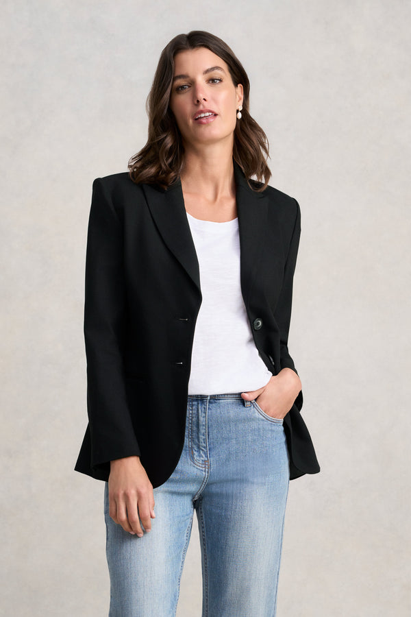 Single Breasted Ponte Blazer - Black