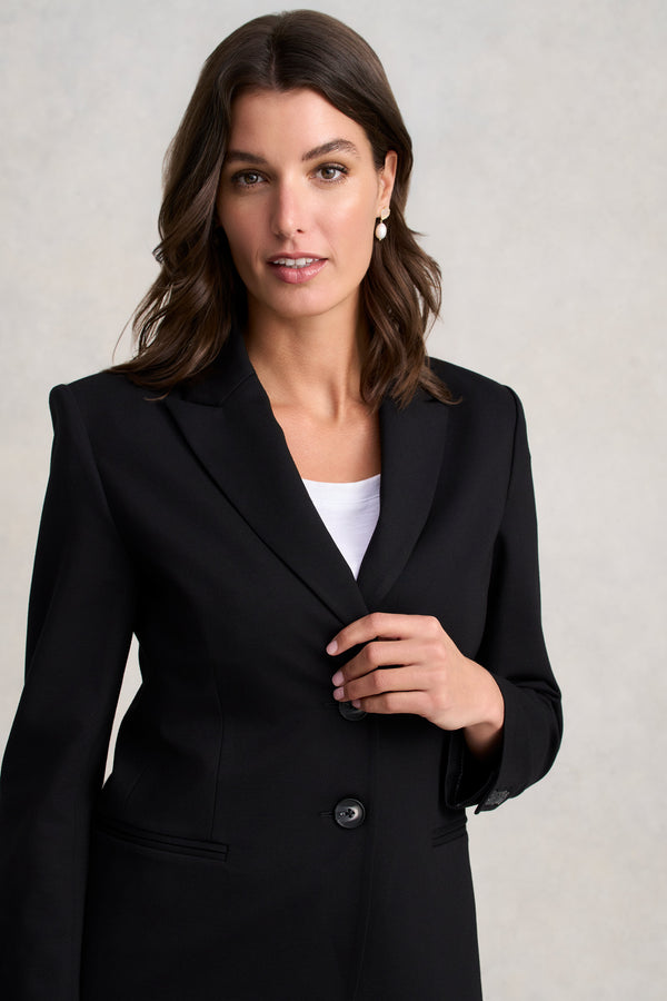 Single Breasted Ponte Blazer - Black