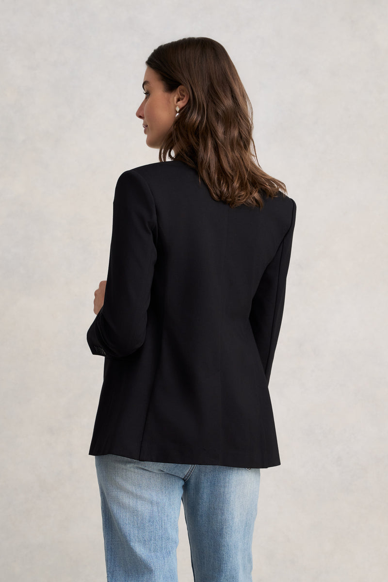 Single Breasted Ponte Blazer - Black