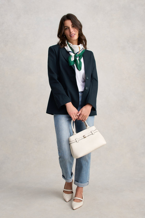 Single Breasted Ponte Blazer - Navy