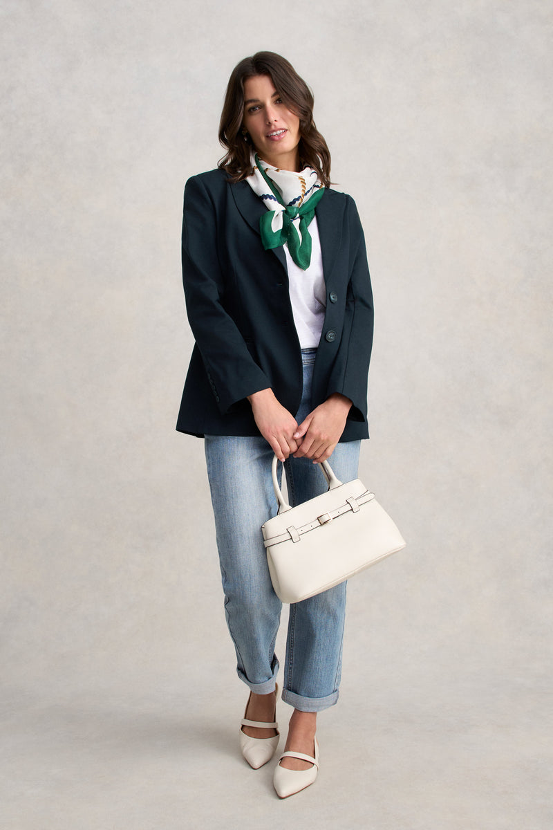 Single Breasted Ponte Blazer - Navy