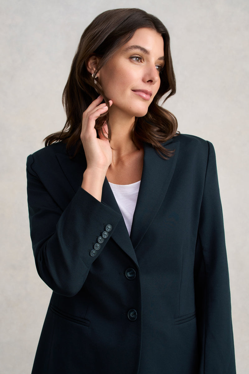 Single Breasted Ponte Blazer - Navy