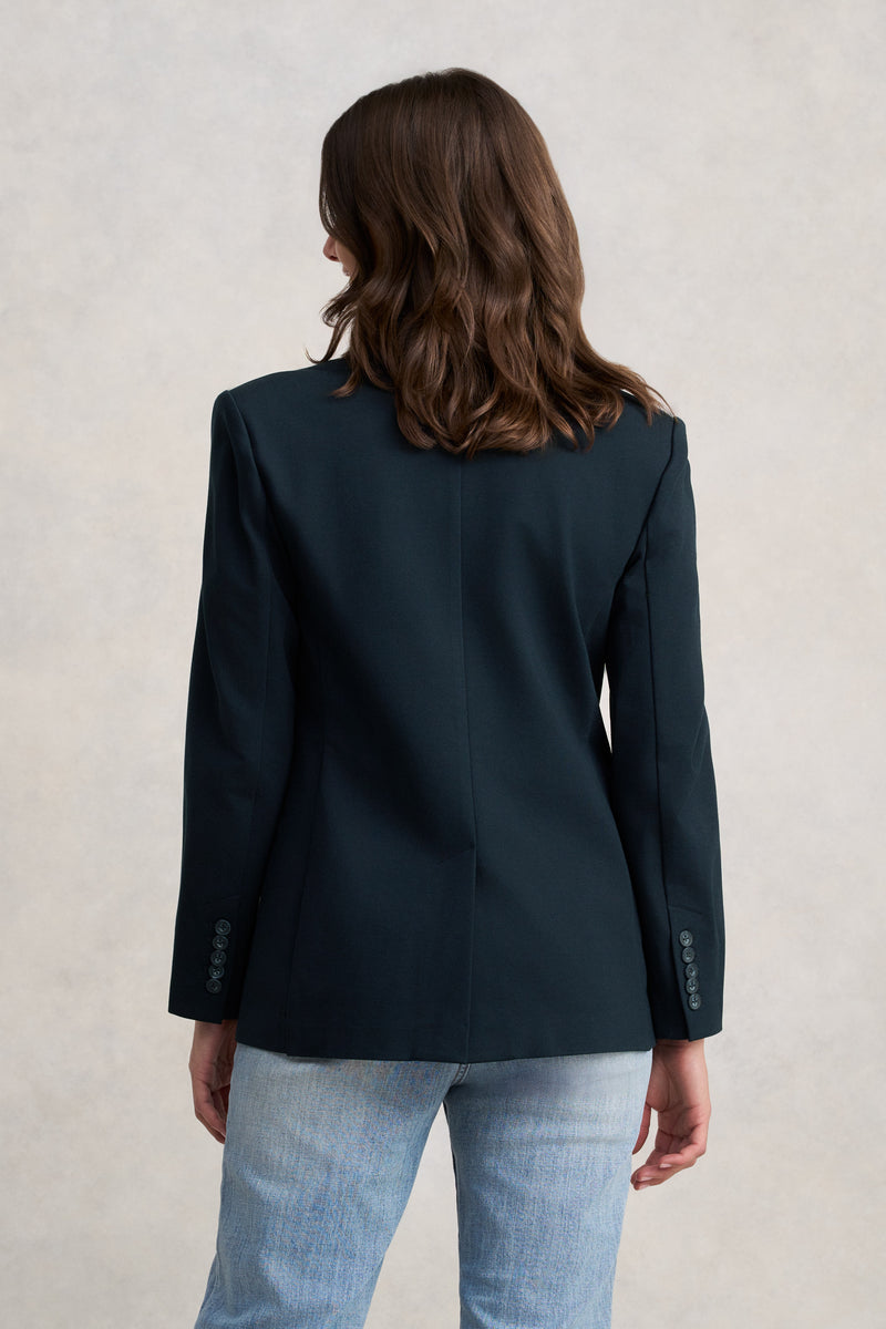 Single Breasted Ponte Blazer - Navy