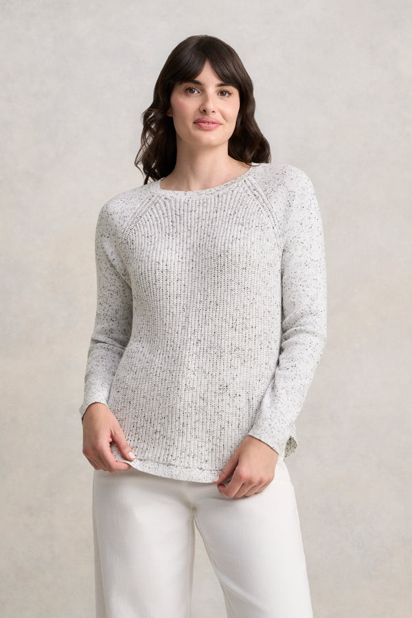 Cotton Blend Textured Jumper - Pearl Donegal
