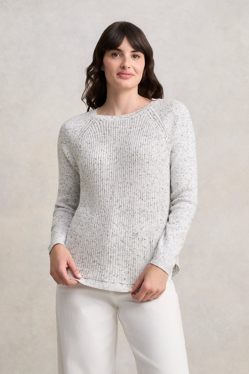 Cotton Blend Textured Jumper - Pearl Donegal