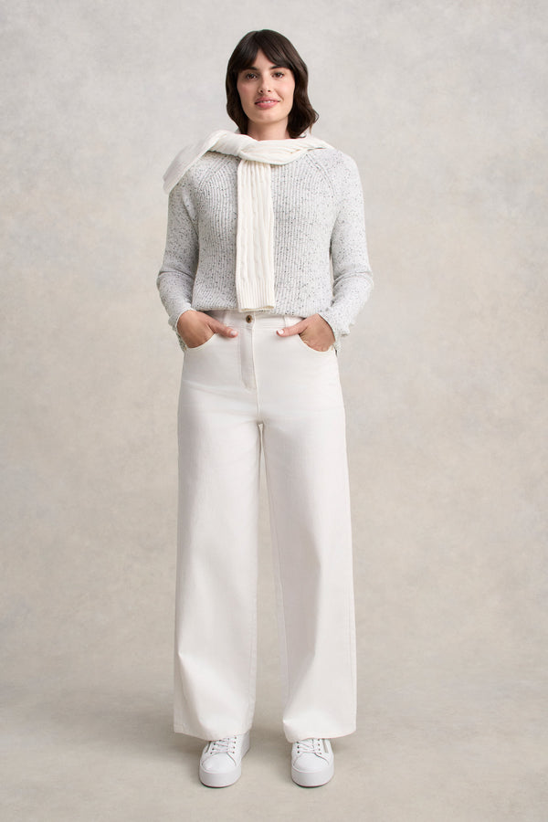 Cotton Blend Textured Jumper - Pearl Donegal