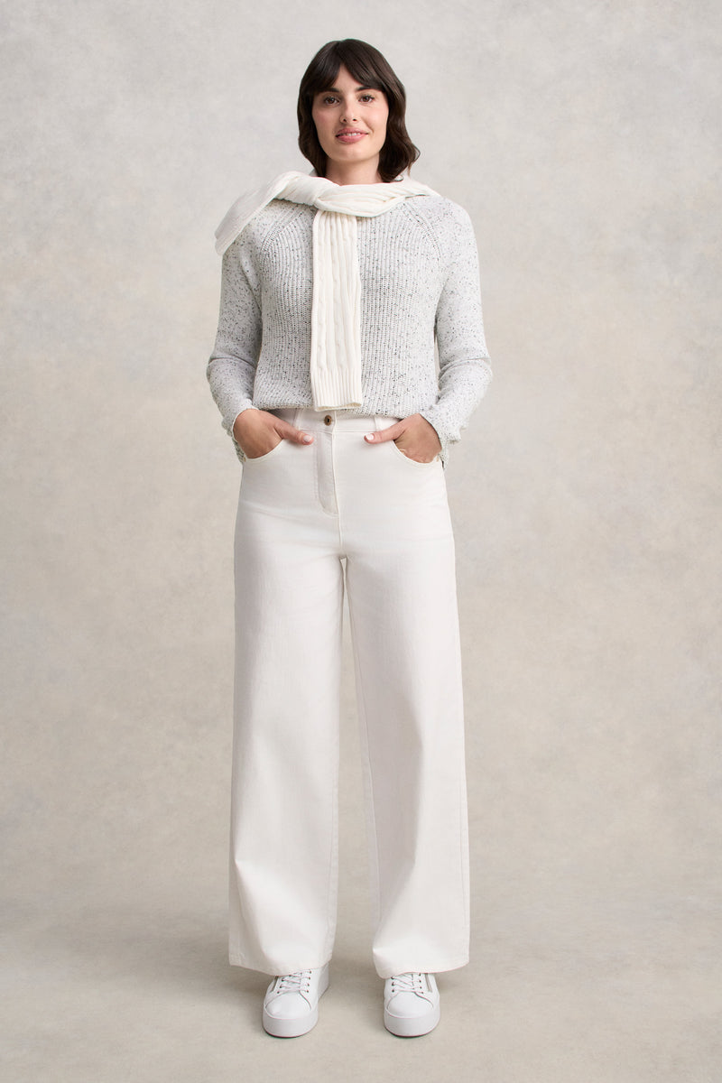 Cotton Blend Textured Jumper - Pearl Donegal