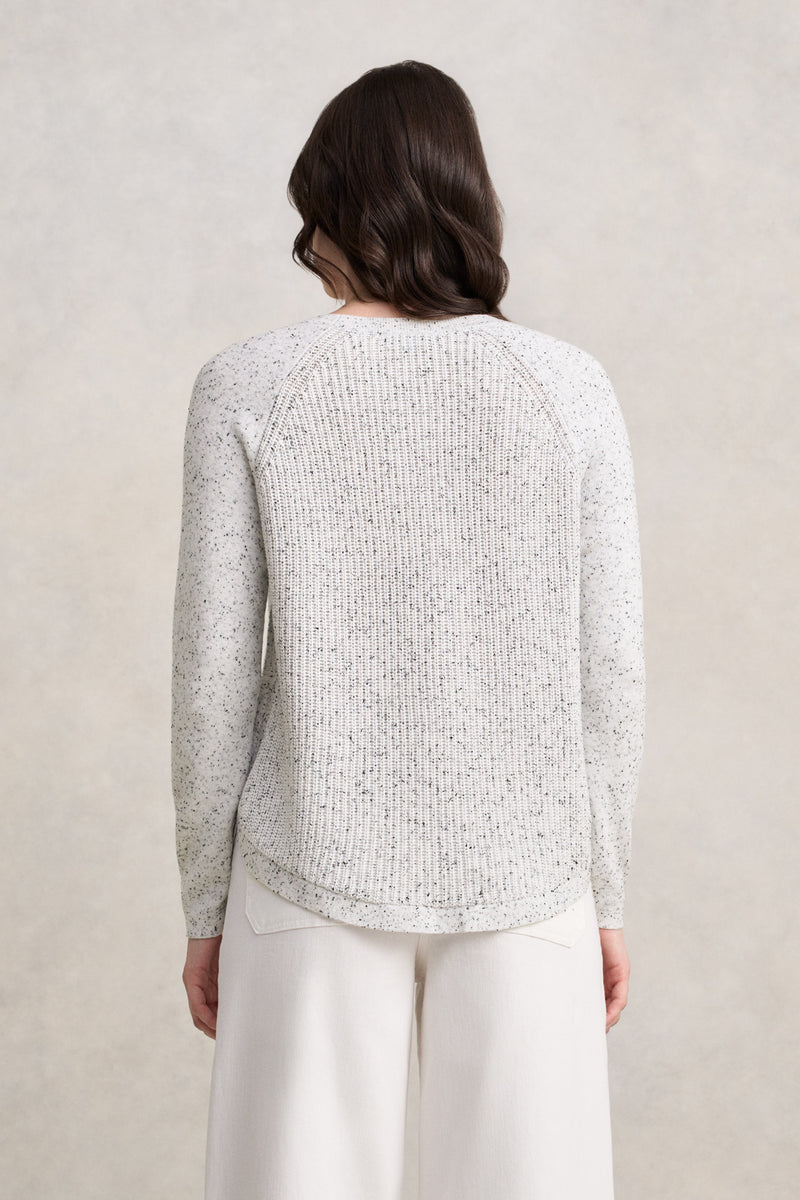 Cotton Blend Textured Jumper - Pearl Donegal